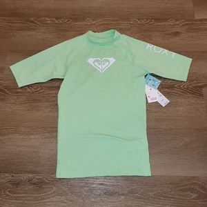 Roxy Girls Whole Hearted SS Swim Rash Guard Short Sleeve Shirt Size 16/XXL New
